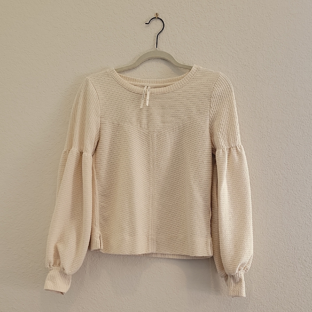 Anthropologie Cream Long Sleeve Top